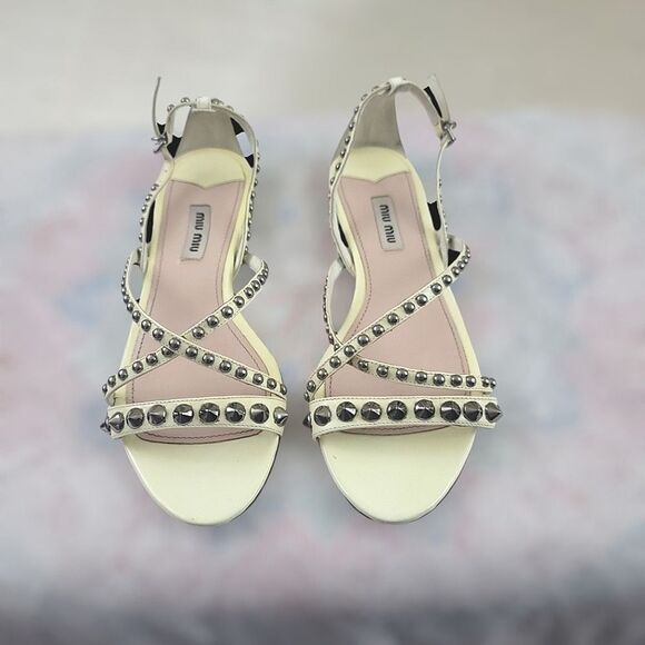 Mui Mui Studded Sandals Size: 37 - Picture 2 of 4